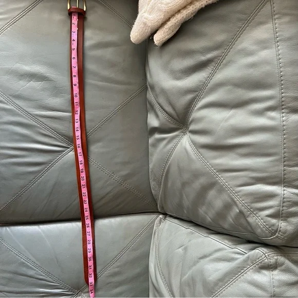 VINTAGE Premium COW HIDE Genuine Thick LEATHER Brass Buckle BELT S/M 26.5”-31.5” - Picture 7 of 12